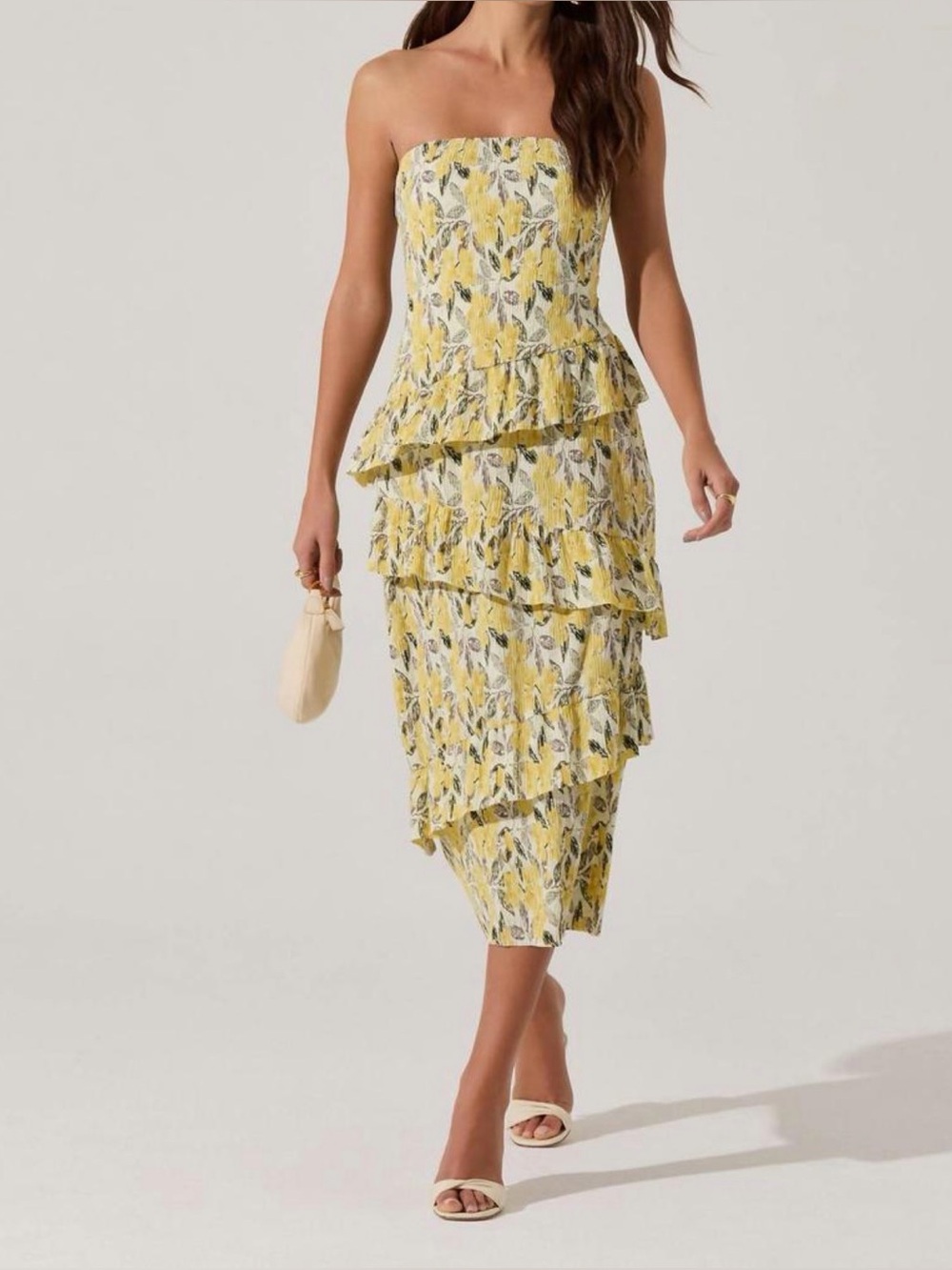 ASTR THE LABEL | Asymmetrical Tiered Ruffle Midi Dress | XL